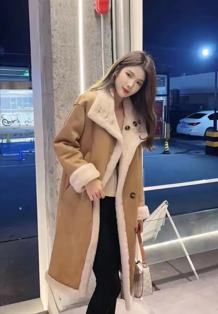 New Fur Coat All Wool Particle Coat Women's Long Two Sides Wear Composite Fur One Piece 2023