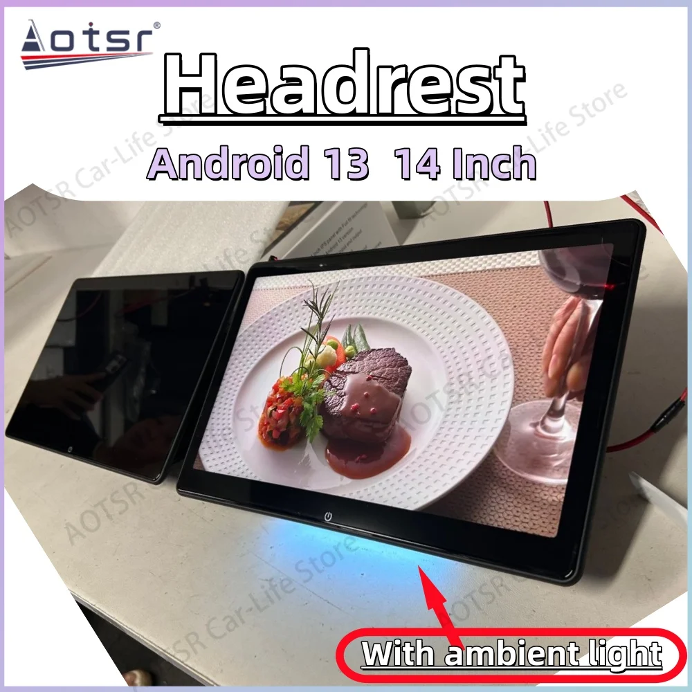 With ambient light Headrest display Monitor Android 13 Universal HDMI Car TV Player Touch Screen USB Video HD 1080P Mirror link
