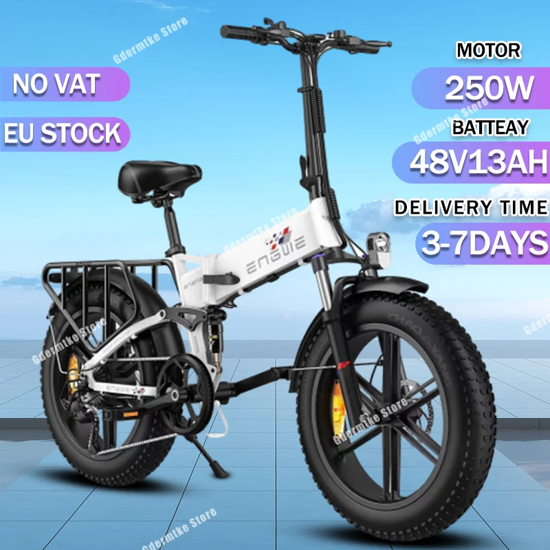 E Bike 250W Brushless Motor Folding 48V13AH Lithium Battery Mountain 20*4-inch Fat Tire 7-speed Aluminum Alloy Electric Bicycle