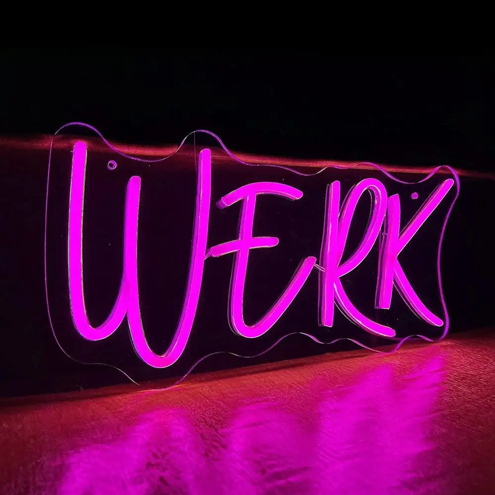 Werk Neon Sign Werk Word LED Light Up Sign for Beer Bar Pub Financial Company Home Office Man Cave Wall Decor Birthday Gifts
