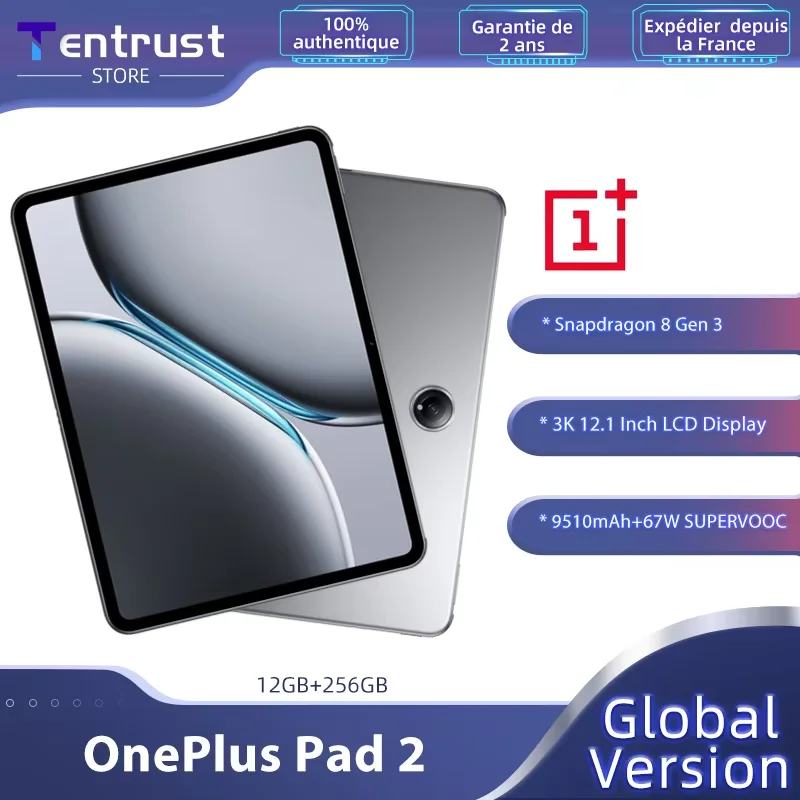 Version globale OnePlus Pad 2 Tablet 12GB 256GB Snapdragon 8 Gen 3 Chipset 3K 12 pouces Display