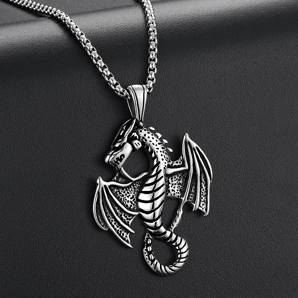 Böser Drache Anhänger Halsketten Für Männer Frauen Edelstahl Hip Hop Punk Gothic Tier Schmuck Trendy Mode Geschenk Zubehör