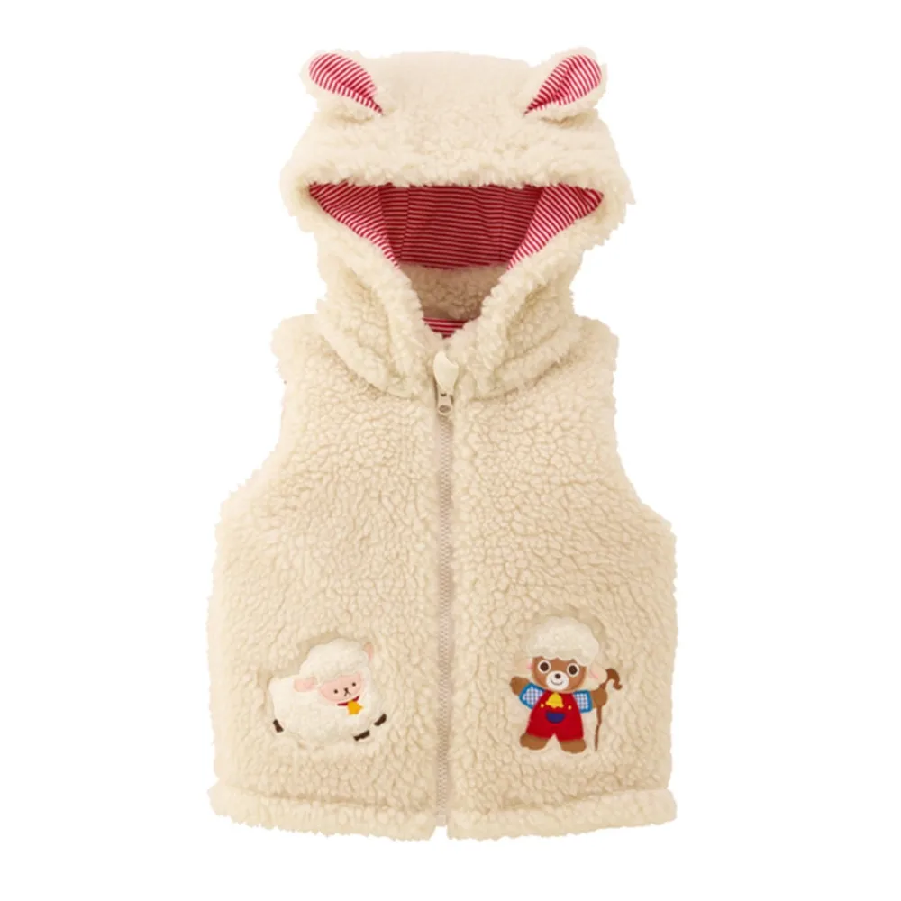 baby clothes girls coat boy tops kids vest jacket Lambskin warm vest Lamb shaped hat cartoon embroidered vest