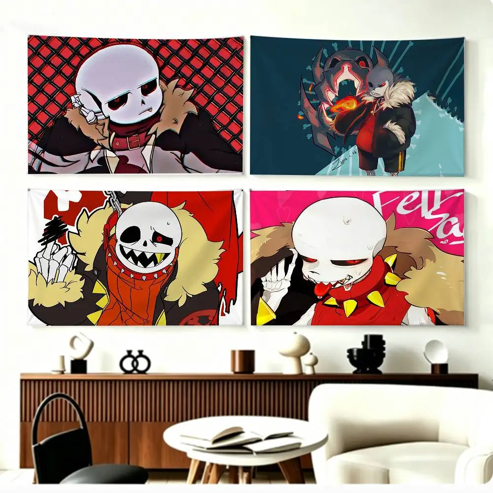 COOL Fell Ink Sans U-Undertale   Flags Wall Hanging Background Art Banner for Bedroom Home Outdoor Decor