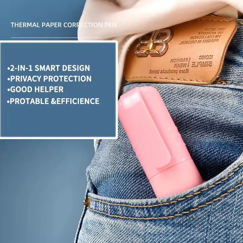 سائل تصحيح الورق الحراري 2 في 1 مع سكين فتح علبة، ورق حراري متين لحماية هوية البيانات، فتاحة صندوق ممحاة السوائل