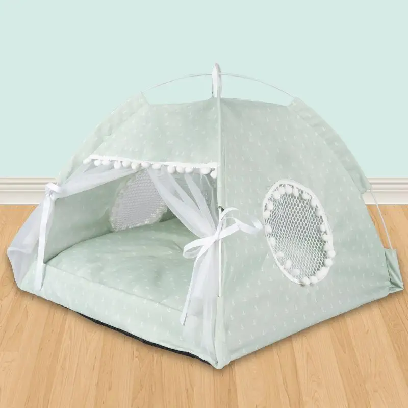 Cat Princess Indoor Tent House Pet Dog Cute Floral Cave Nest Bed Portable Dog Tents , floral pink
