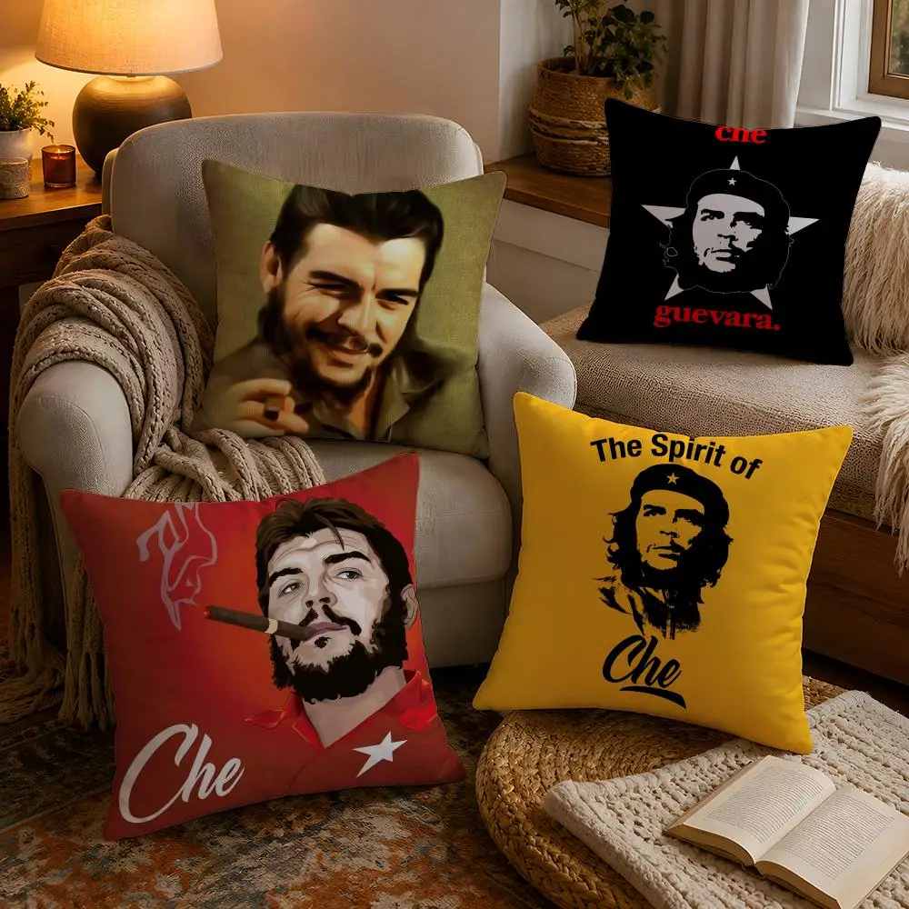 Celebrity Revolutionary hero Che Guevara Pillow Case Soft Plush Cushion Cover Double Print and Invisible Zipper for Sofa Home Ca