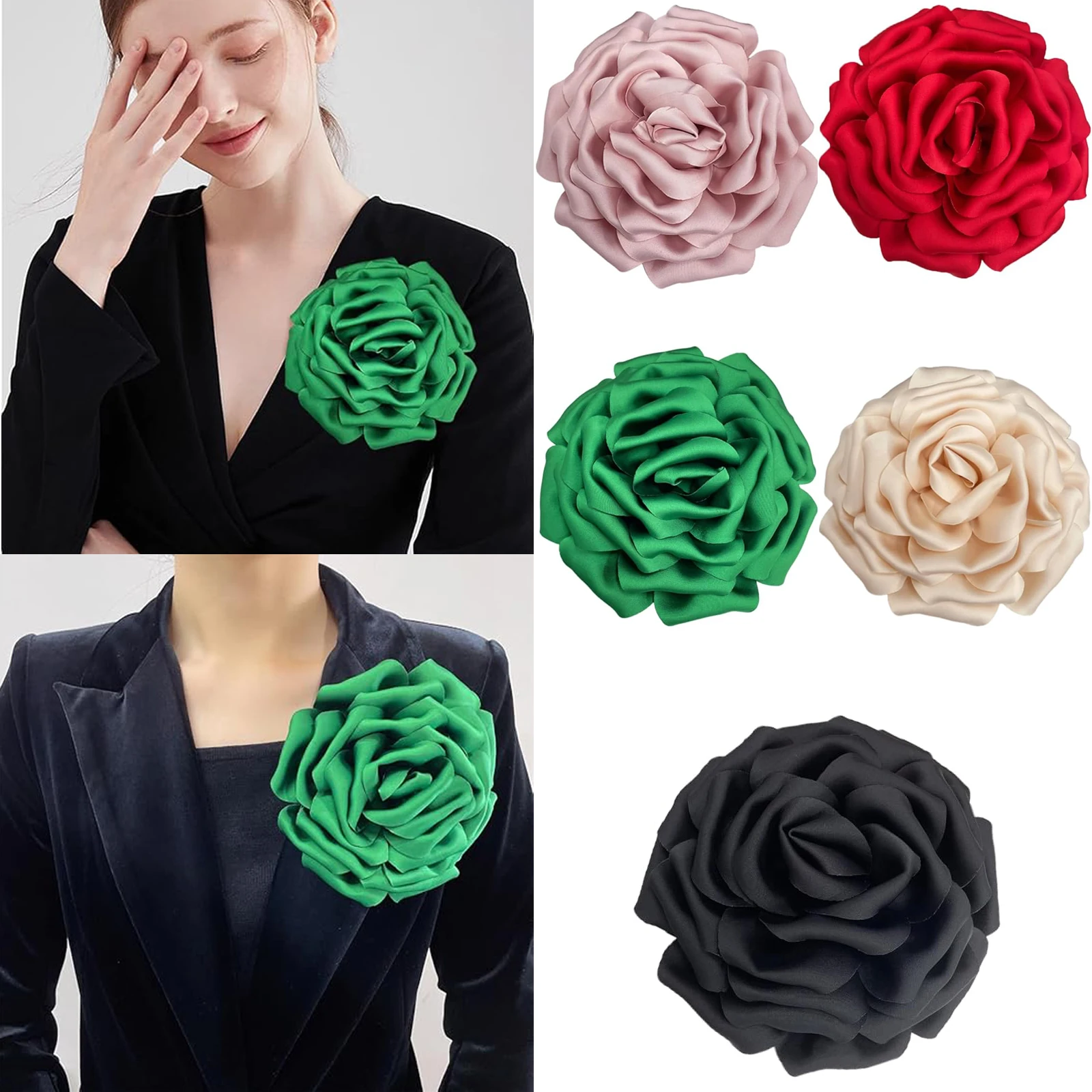 16CM Dainty Silk Satin Rose Flower Extra Large Big Brooches Lapel Pins  for Women Wedding Party Clothes Accessories Jewelry Gift