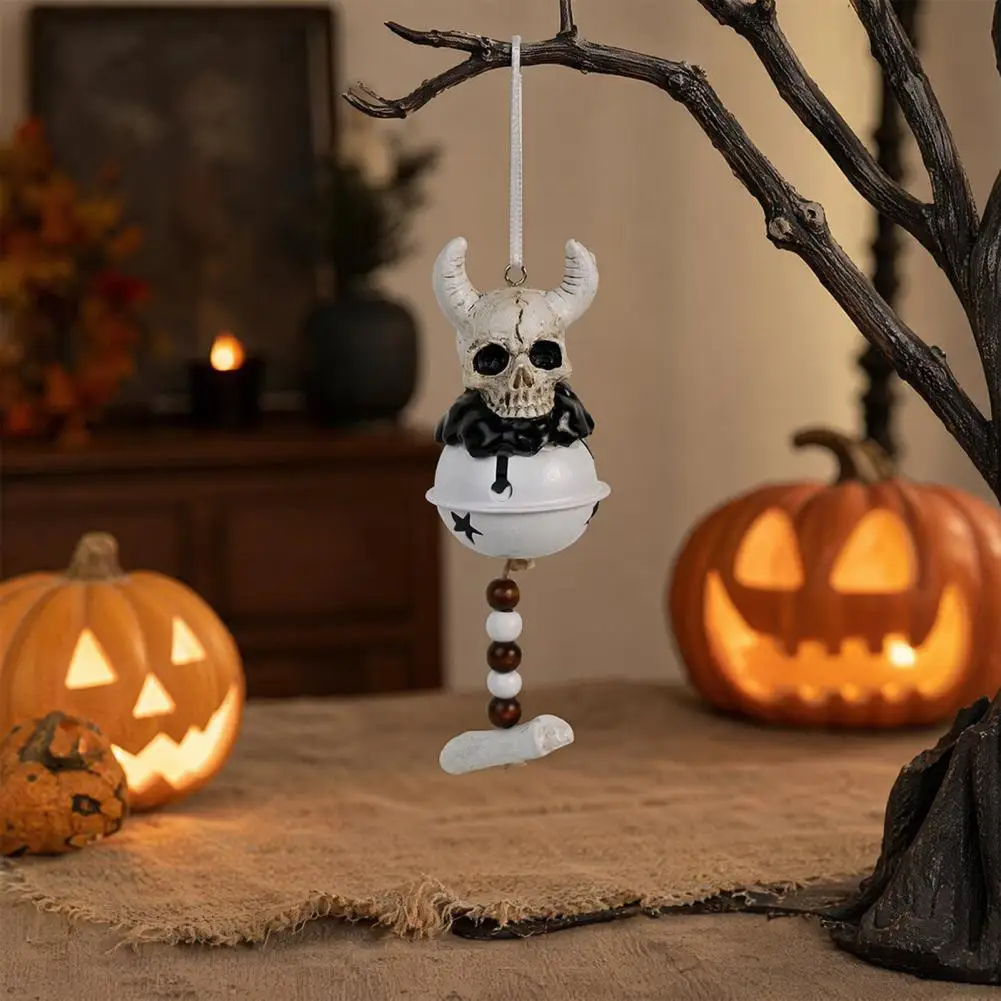 Spooky Halloween Decor Halloween Jingle Bell Ornament Bull Skull Decoration Angel Wings Hanging Bell Halloween Party Tree Decor