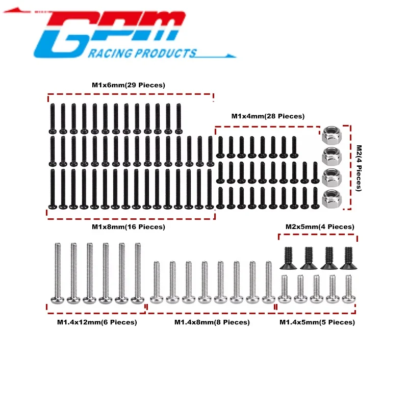 

Набор стальных винтов GPM SCX30/100SW (100 шт.) для AXIAL 1/30 SCX30 FORD BRONCO, SCX30 JEEP WRANGLER JLU, SCX30 CHEVROLET