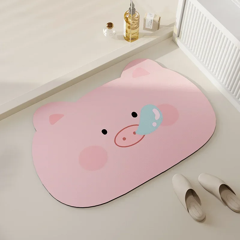 Cartoon Animals Bath Mat Rug Set-Rubber Non Slip Quick Dry Super Absorbent Thin Bathroom Rugs Bathroom Floor Mats Rug 45x70cm