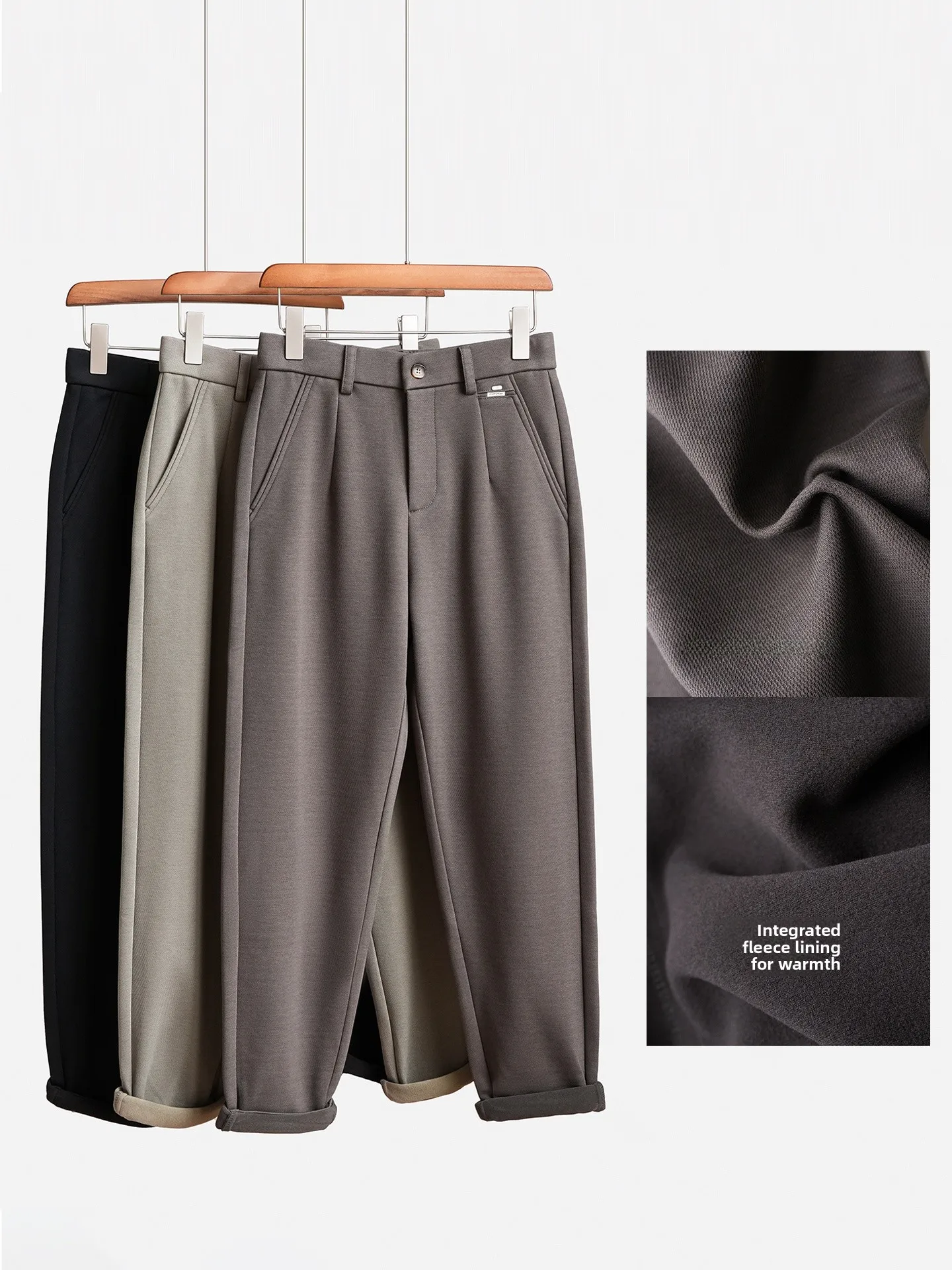 

Мужские повседневные брюки Thiened Warmth из модала с микроэластичной тканью, утепленные, для бизнеса и отдыха, с начесом, длинные