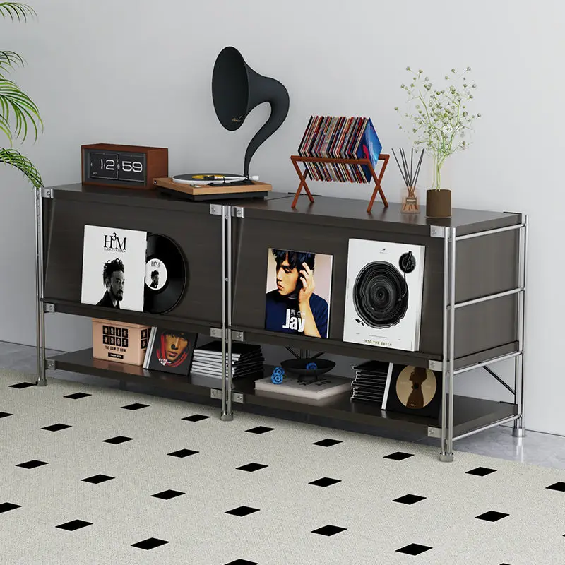 Bauhaus Magazine Cabinet Bookcase Living Room Sofa Side C abinet Floor Shelf Display Cab inet Black Storage Cab inet