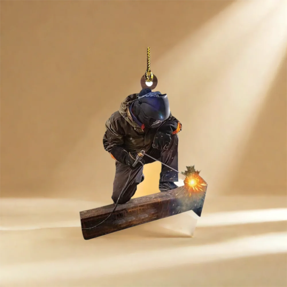 

Creative Acrylic Christmas Welder Hanging Decoration Cartoon Flat Welder Occupation Pendant Craft Car Rear View Mirror Pendant