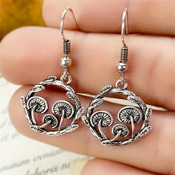 1 Pair Vintage Mushroom Plant Pendant Earrings, Trendy Charm Ear Jewelry