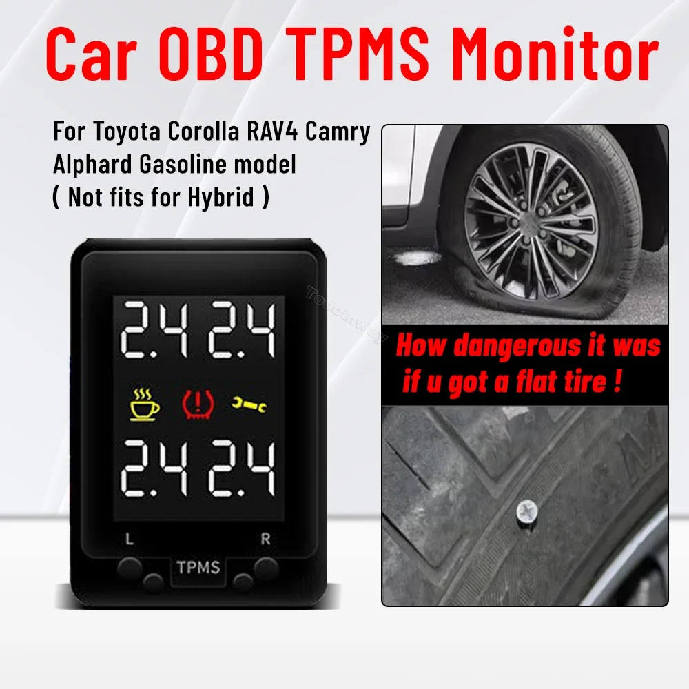 TPMS Tire Pressure Monitor Systems OBD 4 Tyres Speed Lock for Toyota Corolla Alphard 2011 Fortuner 2017 Highlander Car Modify