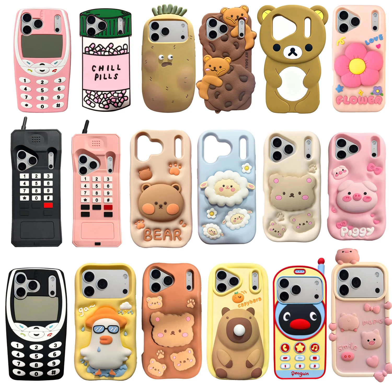 For iPhone 18 Pro 18Pro 2026 New Design 3D Cute Cartoon Soft Silicone Shockproof Protective Covers Phone Back Shell