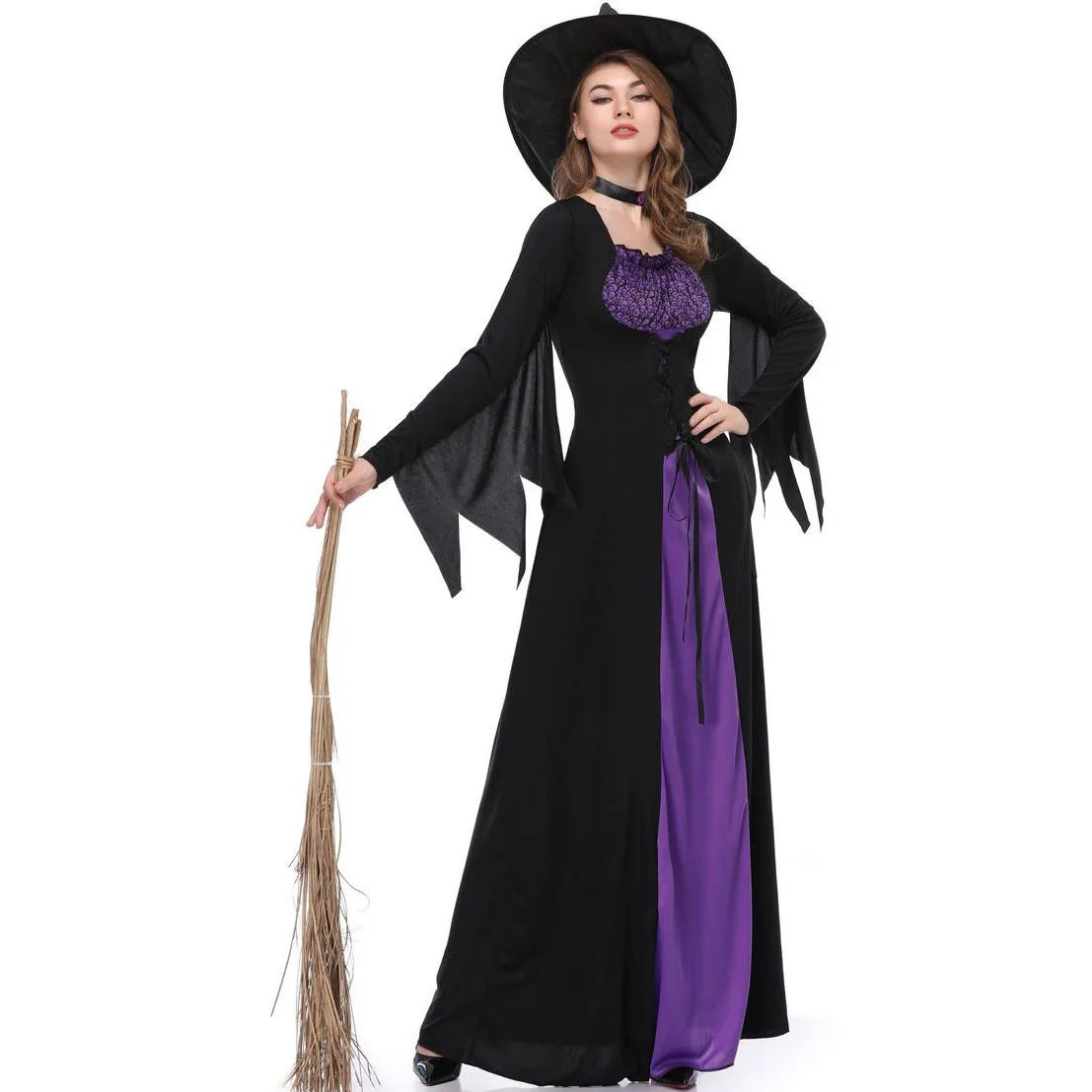 New Halloween witch costume, adult cosplay purple witch dress cosplay costume