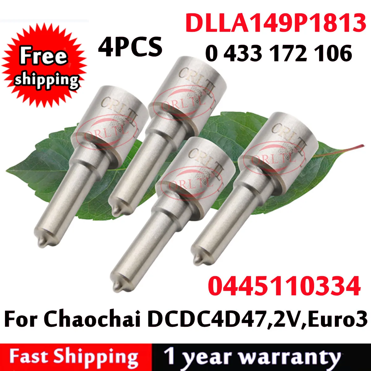 

4PCS DLLA149P1813 0 433 172 106 Injector 0445110334 Diesel Fuel Injector Nozzle 0433172106 For Bosch Chaochai 0 445 110 334
