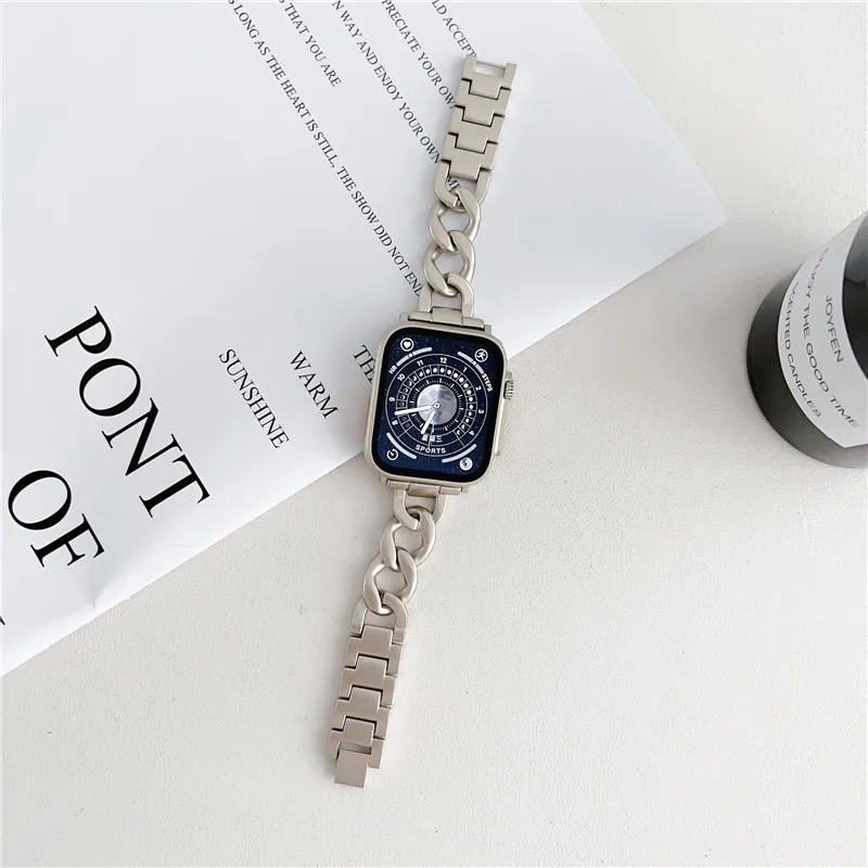 Bracelet de montre en métal de luxe pour Apple iwatch S8 ultra S7 6 5 4 3 2 1 SE, 38mm 40mm 42mm 44mm 45mm 49