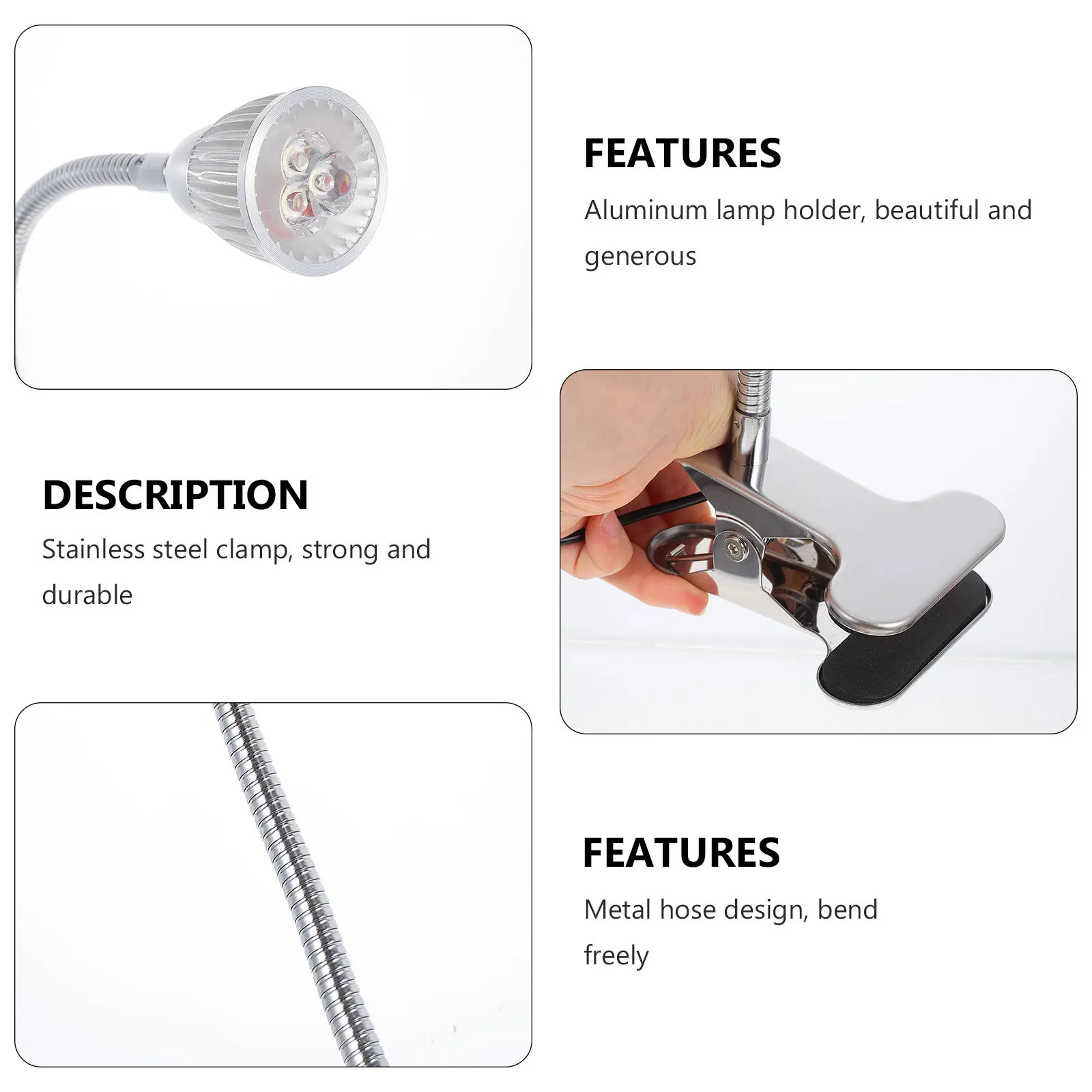 

Usb Clip Lamp Adjustable Aluminum Alloy Eye Protection Reading Light For Bedside Dorm Study Led Clip-On Table Lamp
