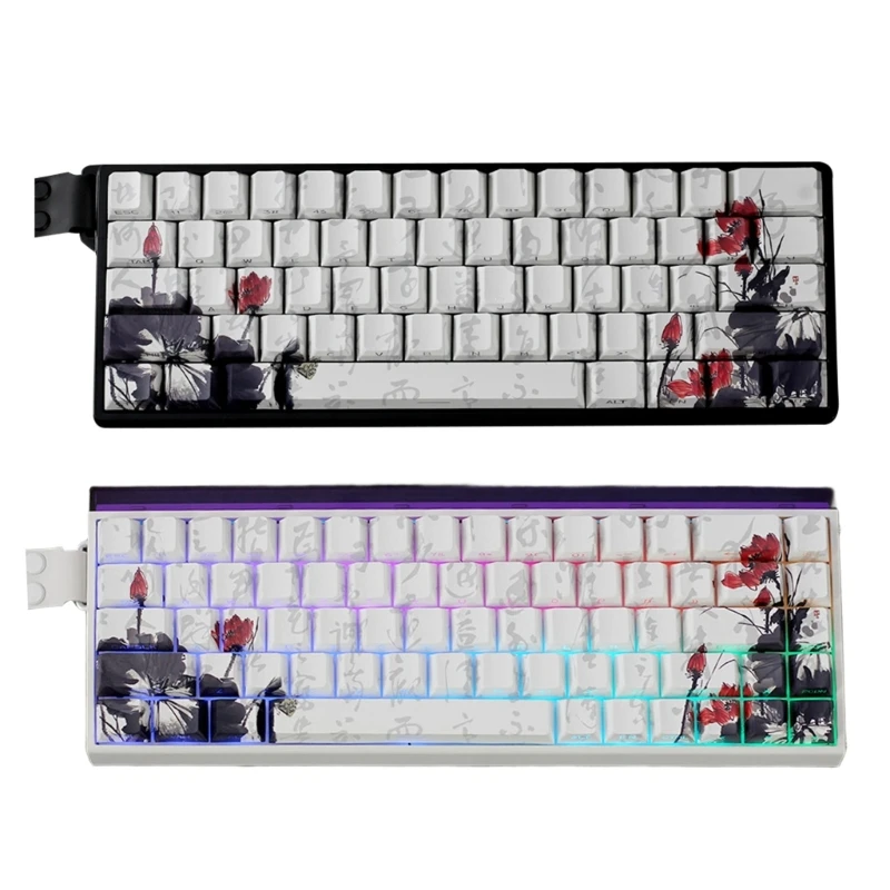 

Full 60/68 Key PBT Keycaps Sublimated Florals Pattern for 65 Layout Keyboards
