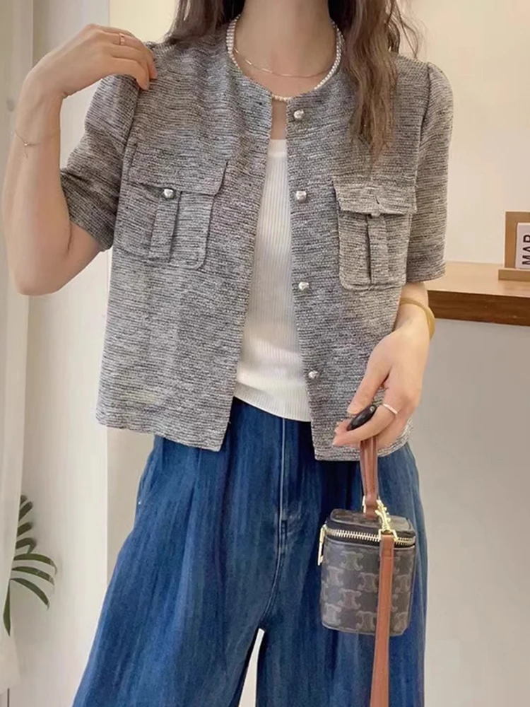 

Ele ort Sve Кетл на одной пуговице Летний новый женский топ Sle для похудения Faionable Round Ne Top