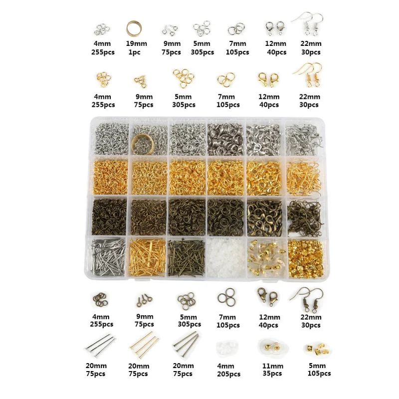 24Grid Boxed Metal AccessoriesdiyHomemade by Hand Ear Studs Ear Clip Set Box15Grid Suit-Border Sold Jewelry