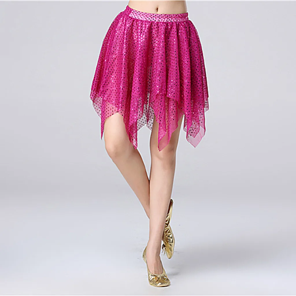 Table Skirt Clips Costume Women Belly Performance Irregul Latin Skirt Clothing Dance Sequins Silk Skirt Skirts For Women Trendy