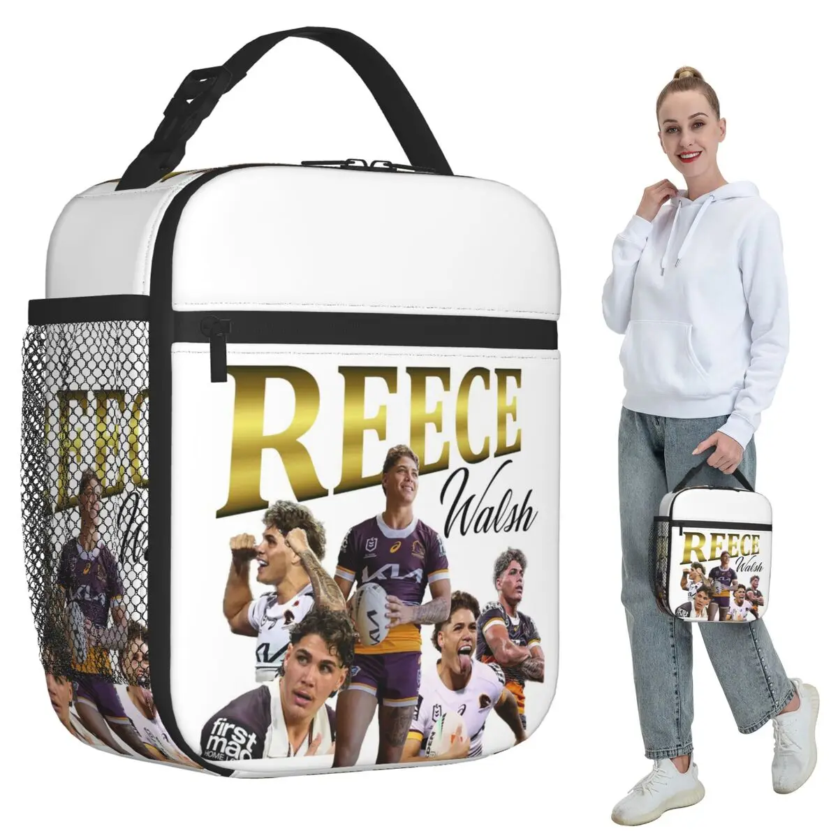 Reece Walsh Collage 2.0 Bolsa térmica para el almuerzo para mujer, caja térmica para comida de oficina, bolsa térmica portátil para el almuerzo