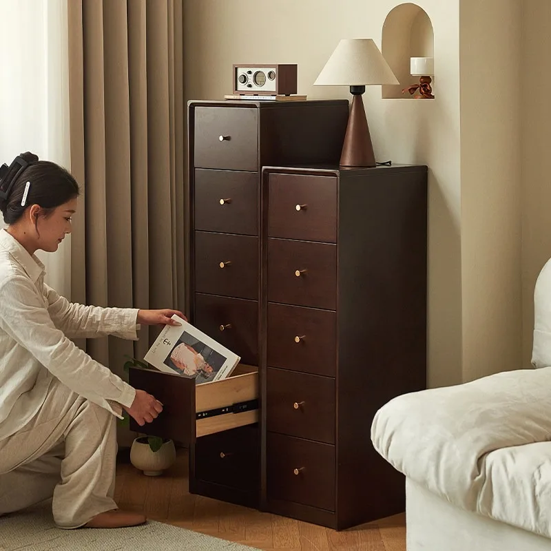 Solid wood bedside chest of drawers, living room, light luxury under the table, narrow sideboard, crevice cabinet, sofa, multi-l
