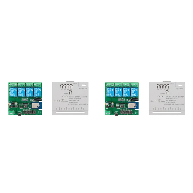 Ingenious-2X 4CH Tuya Wifi Smart Switch DIY Timer 7-32V USB 5V 2.4G Smartlife Home Automation Module For IFTT Alexa Google Home