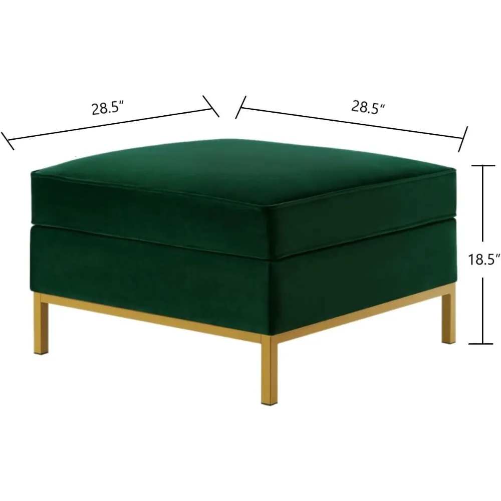 Large Velvet Ottoman Square Couch Footrest with Padded Cushion