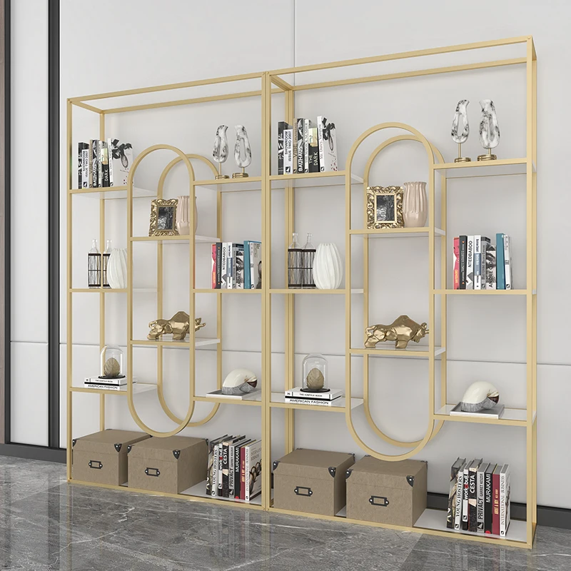 Customized Nordic Iron Art Storage Rack, Commercial Office Floor Display Rack, Creative Multi story Display Bookcase, Partition