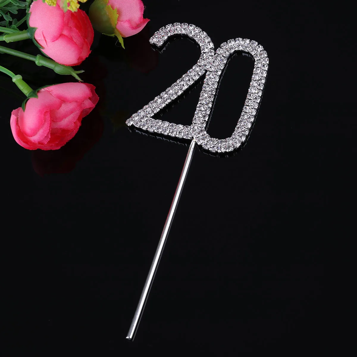 

Cake Toppers Rhinestone Alloy For 20Th Birthday Wedding Anniversary Party Cupcake Decorations Elegant Table Centerpiece