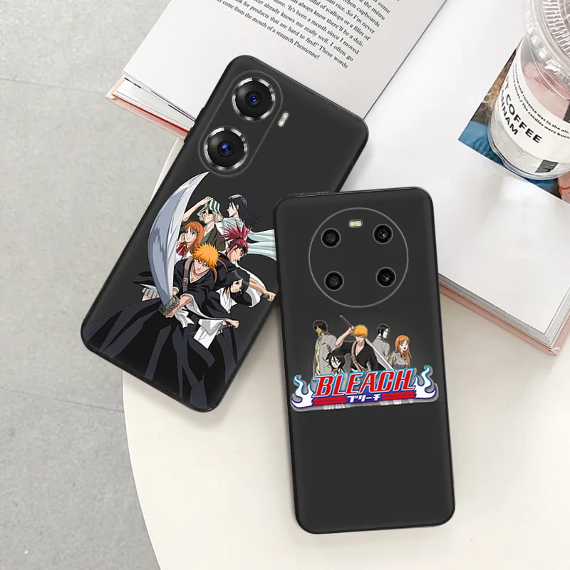 Black Soft Phone Case for Honor Magic5 Pro X7b X8b X9b X6 X7 X8 X9A 90 70 BLEACH Anime Kurosaki-Ichigo Pixel 7 8 6a 7a 8a Cover