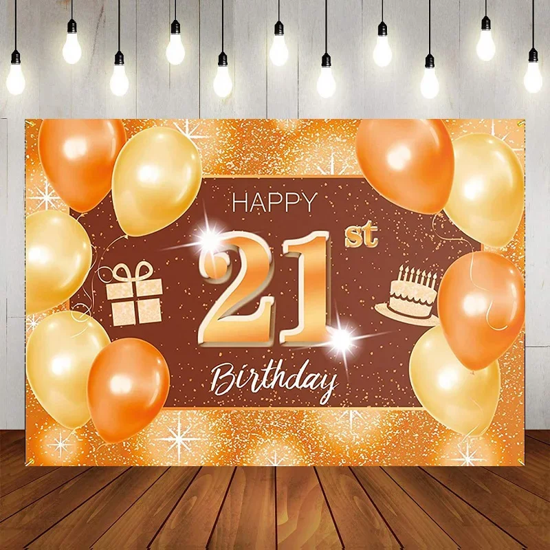 

Happy 21st Birthday Party Purple Background Photography Backdrop Decorations Decor Supplies Banner Poster Balloon Gift Lover