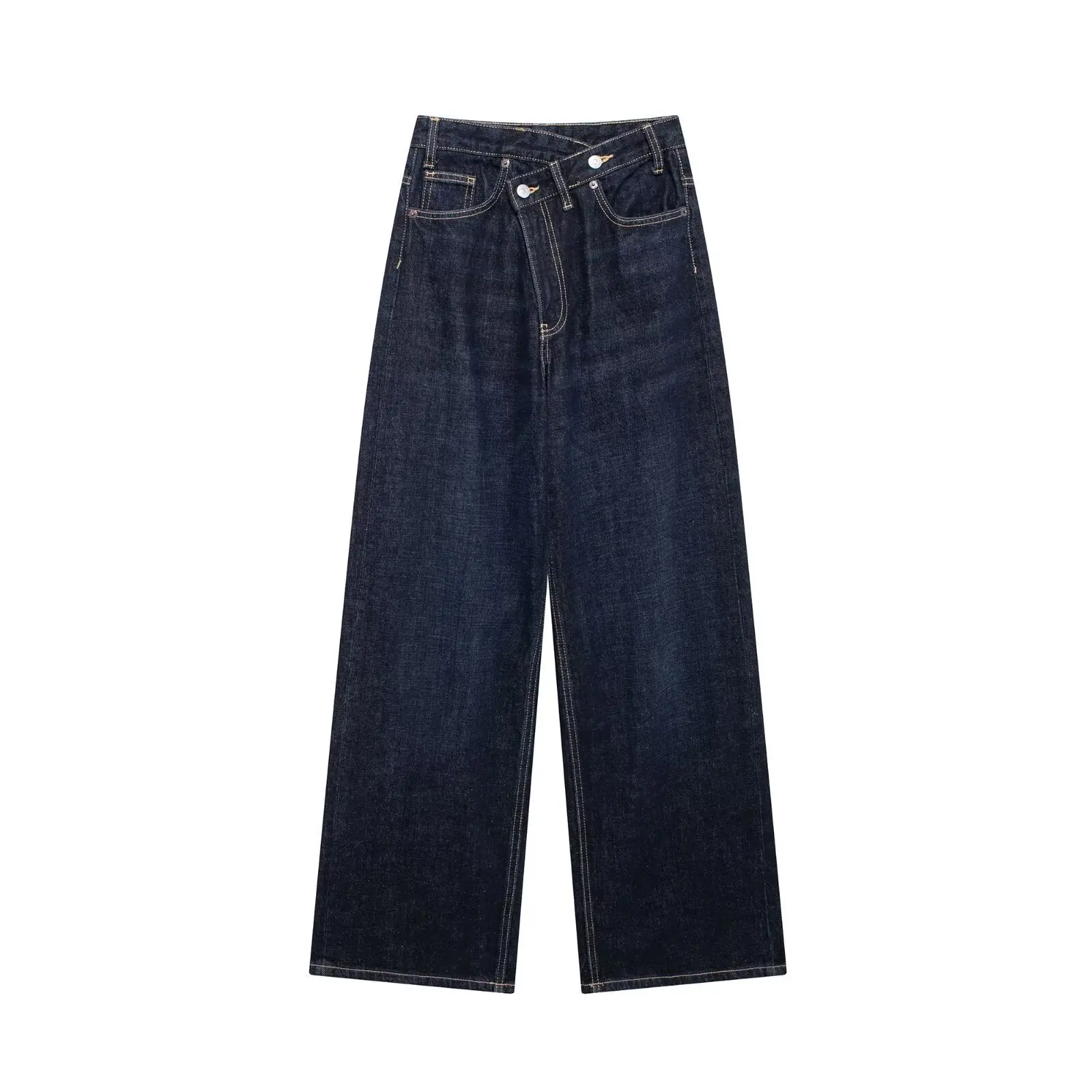 Casual Solid Color Jeans Spring Autumn New Asymmetrical High Waist Wide Leg Pants Fashion Trend Versatile Pants For Women