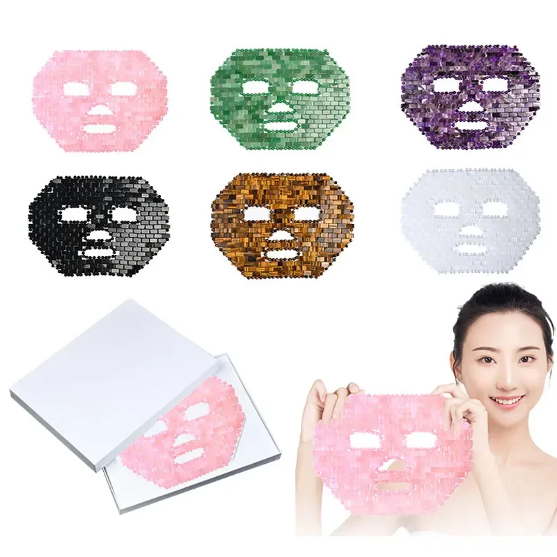 Natural Crystal Cold Therapy Jade Face Mask Massager Quartz Facial Massage Tools Wrinkle Removal Skin Care Promote Sleep