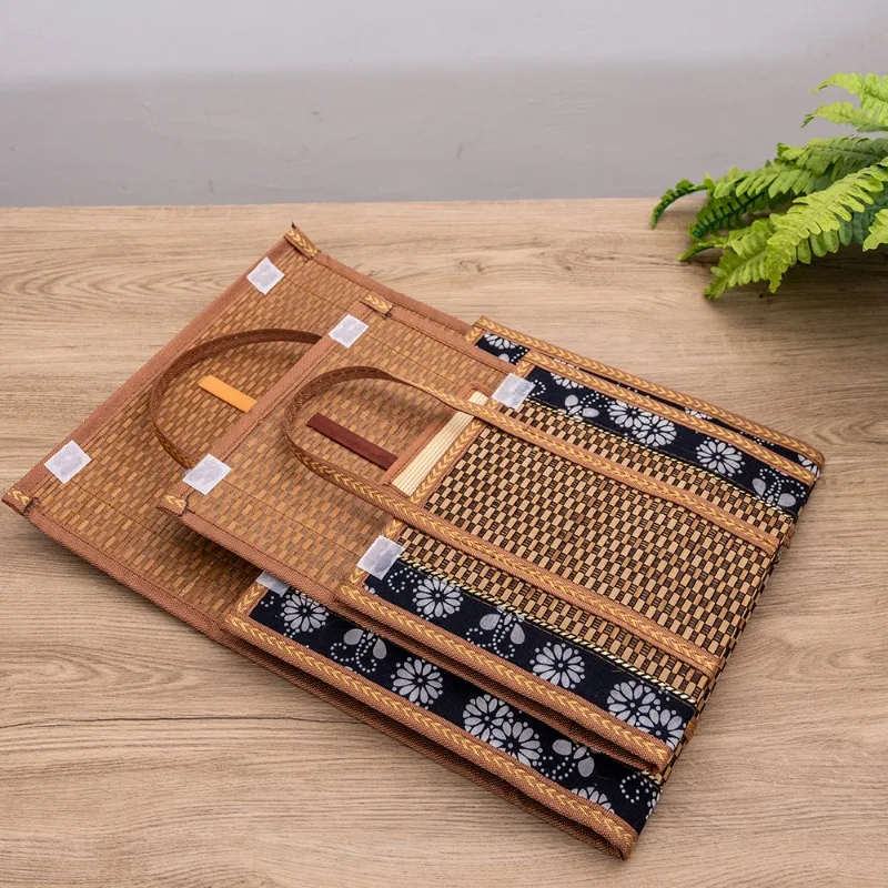 Cesta plegable de bambú para frutas y verduras, caja de regalo perfecta y bolsa de transporte manual, fácil de almacenar y transportar