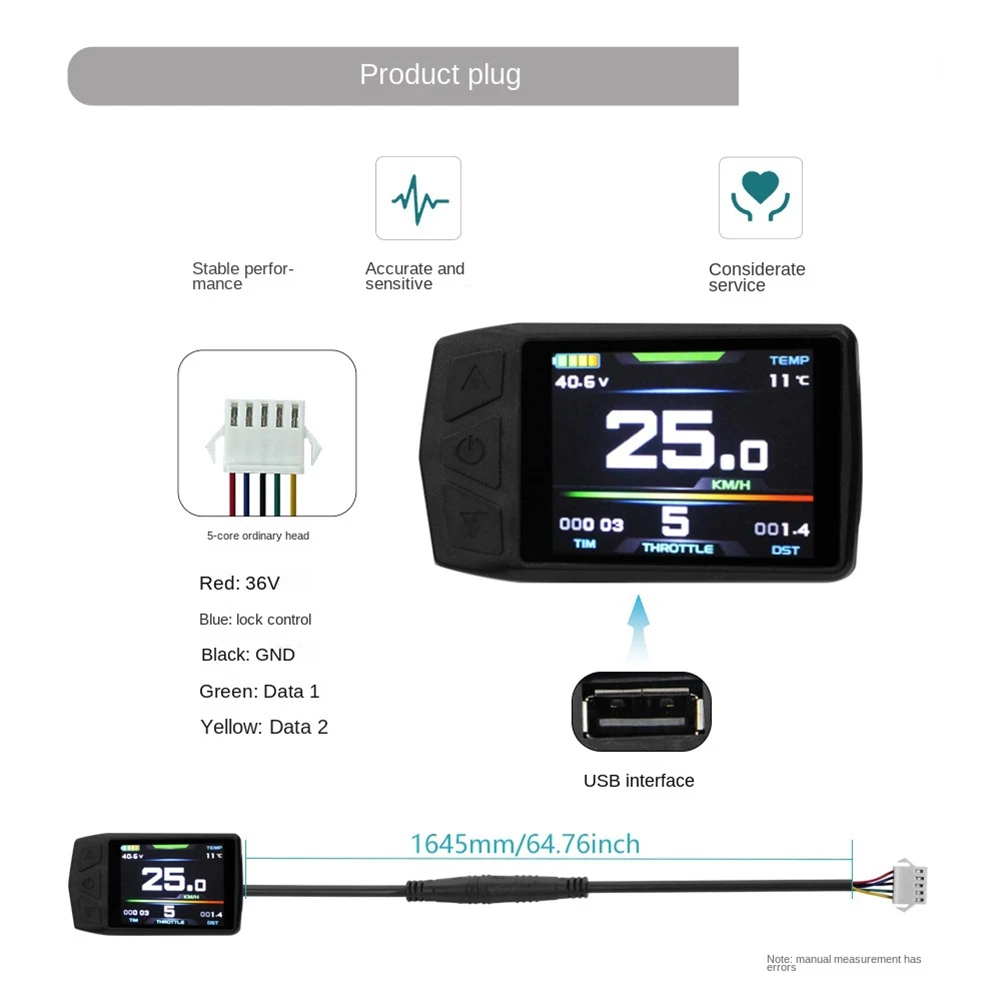 ใหม่ EBike สําหรับ KT TF01U 24V 36V 48V อัจฉริยะ LCD เมตรกันน้ํา SM Connector ไฟฟ้า Biycle เมตร