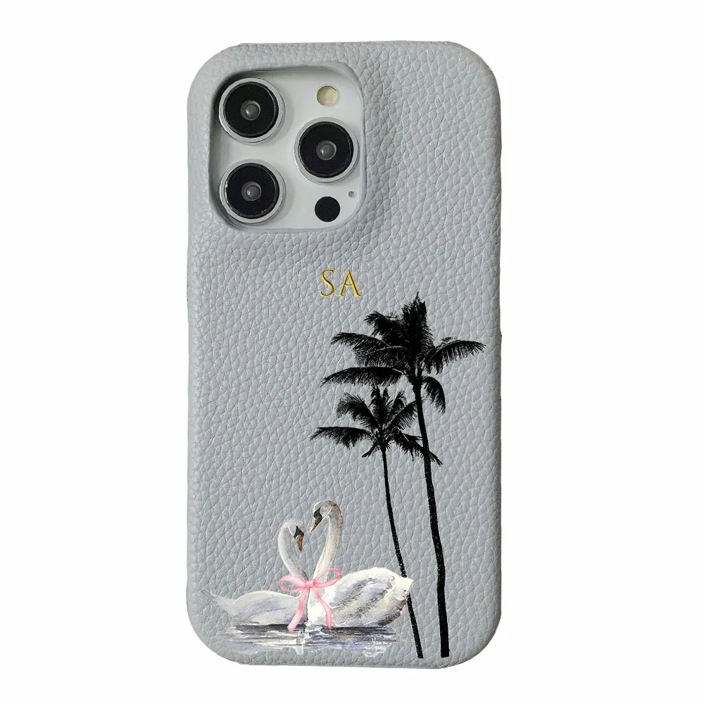 حافظة جلدية بحروف أولية مخصصة لهاتف آيفون 11 12 14 13 15 17Pro Max XS Max XR 16 Plus يغطي القمر والنجوم