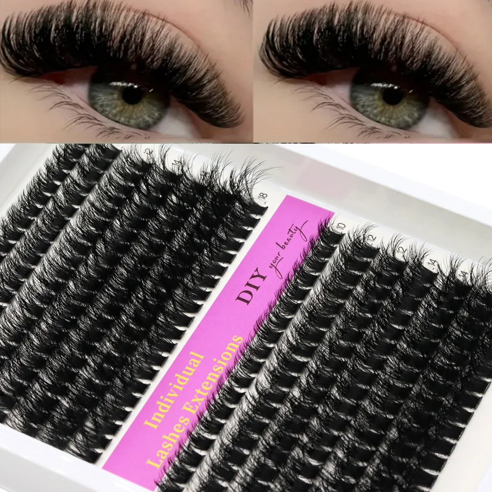 3D Fluffy Segmented False Eyelashes, Mixed Length, 10-18mm, CC, D, DD Curly, DIY Tufted Eyelashes, 40D, 60D, 80D, 100D