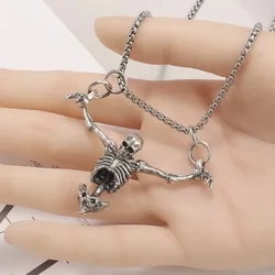 Simple Retro Trend Cross Confession Skull Pendant Men's Necklace Hip Hop Punk Goth Half Skull Hanging Party Jewelry Pendant Gift