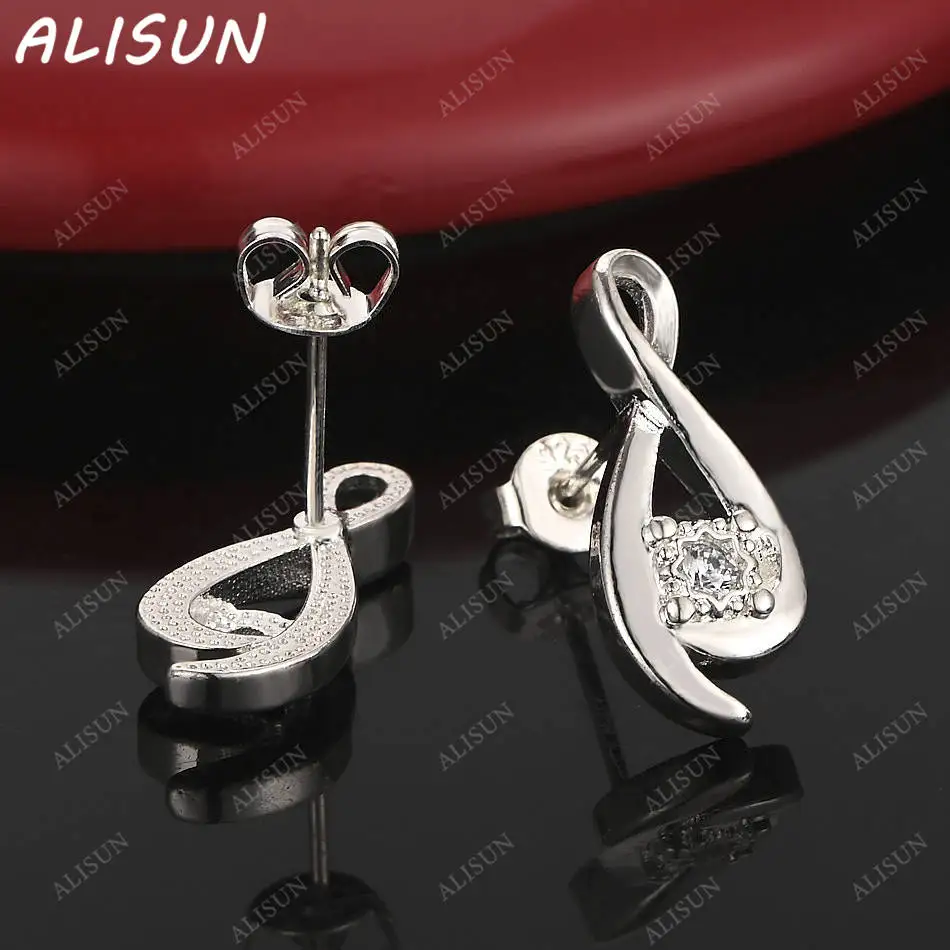 

ALISUN 925 Sterling Silver Zircon Water Drop Stud Earrings For Women Creativity Gifts Street All-match Party And Daily Wear