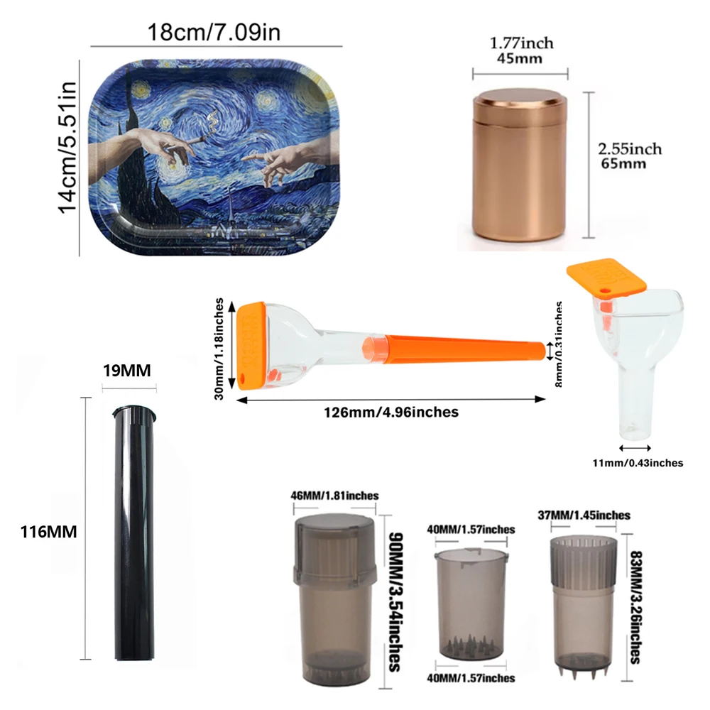 مجموعة أدوات التدخين المحمولة الفاخرة للبيع بالجملة، مجموعة صينية دوارة مخصصة مع صندوق مجموعة دخان المطحنة، مجموعة ملحقات التدخين #2