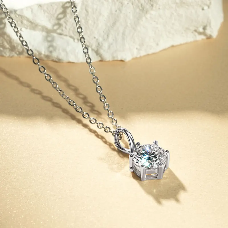 IOGOU S925 6.5MM D1.0CT D VVS1 Moissanite Pendant Infinity Necklace for Women 925 Silver Charm Original Jewelry Simple Six Claws