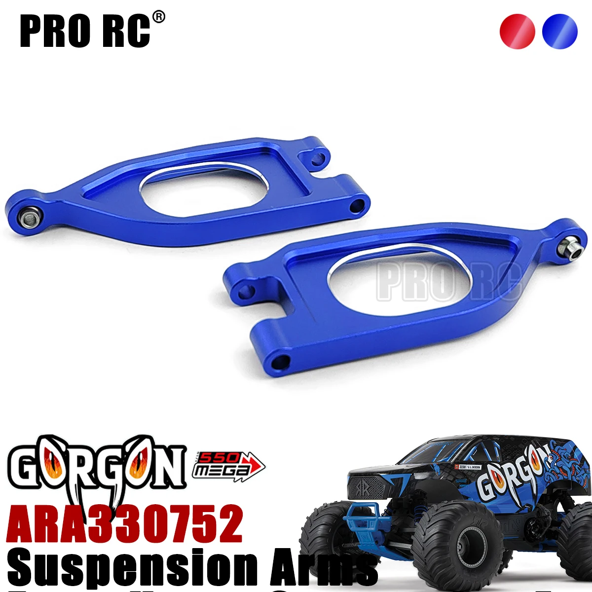 2Pcs ARA330752 Front Upper Suspension Arms Alu Alloy For Arrma 1/10 GORGON 4X2 MEGA 550 Brushed Monster Truck Rc Car Part