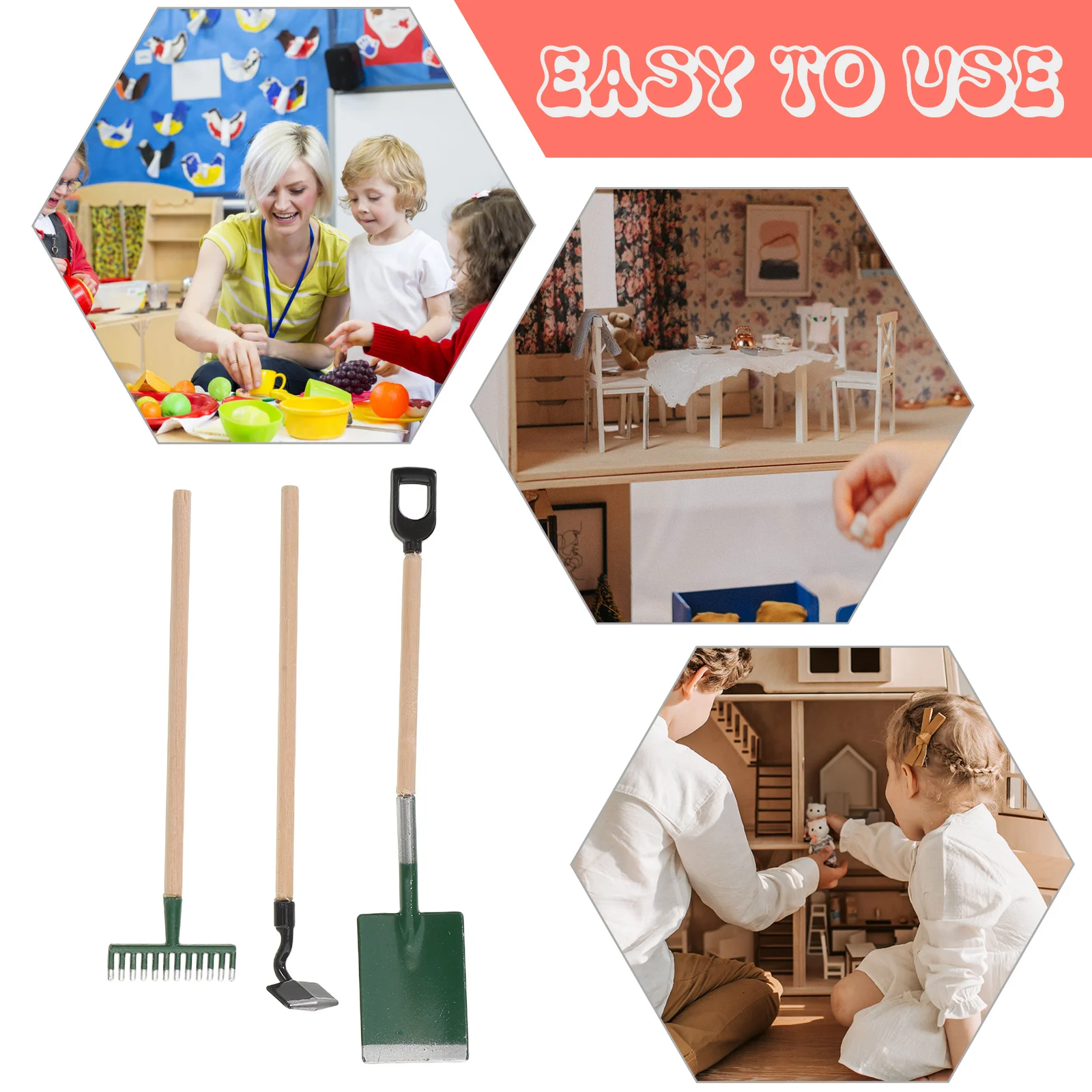 

1 set 1 Set Miniature Gardening Tools Realistic Dollhouse Farm Accessories Mini Planting Kit With Watering Can Rake Hand Tools -