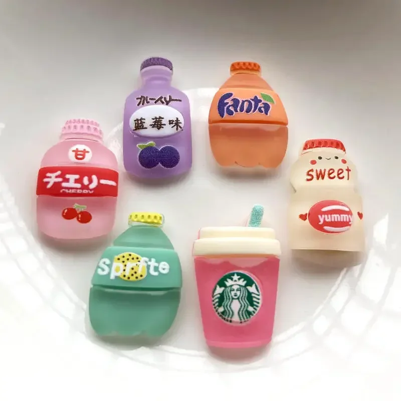 10 new cute mini cartoon drink bottle flat back resin DIY jewelry craft decoration accessories imitation food party decoration